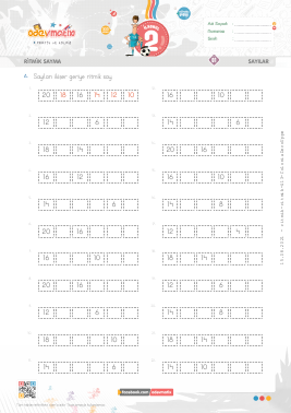 2.S�n�f �ki�er Geri Ritmik Sayma -1 Etkinli�i