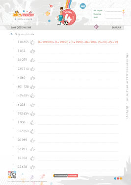 4.S�n�f Say� ��z�mleme -5 Etkinli�i