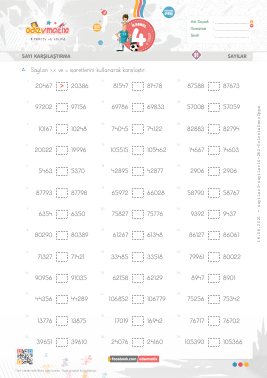 4.S�n�f Say� Kar��la�t�rma -5 Etkinli�i