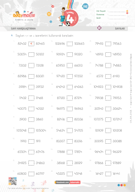 4.S�n�f Say� Kar��la�t�rma -6 Etkinli�i