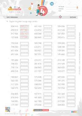 4.S�n�f Say� S�ralama -5 Etkinli�i