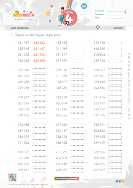 4.S�n�f Say� S�ralama -6 Etkinli�i