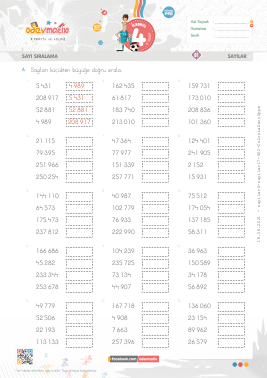 4.S�n�f Say� S�ralama -8 Etkinli�i