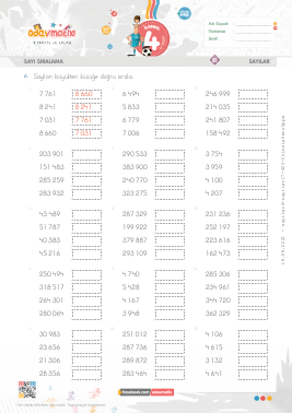 4.S�n�f Say� S�ralama -9 Etkinli�i