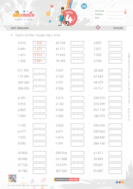4.S�n�f Say� S�ralama -10 Etkinli�i