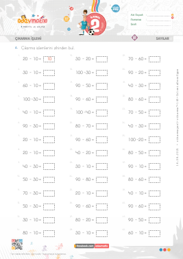 2.S�n�f Zihinden ��karma ��lemi -2 Etkinli�i