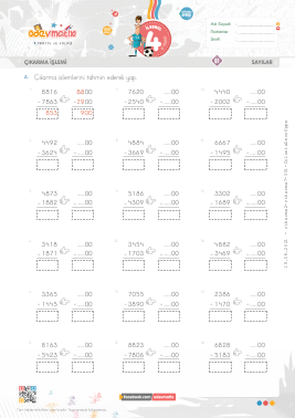 4.S�n�f Fark� Tahmin Etme -1 Etkinli�i