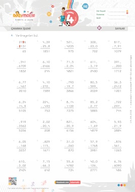 4.S�n�f Verilmeyenli ��karma -4 Etkinli�i