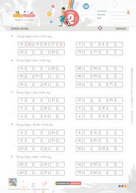 2.S�n�f Kar���k Ritmik Sayma -3 Etkinli�i