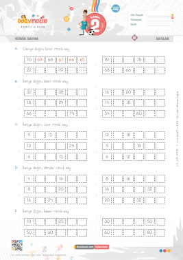 2.S�n�f Kar���k Ritmik Sayma -5 Etkinli�i