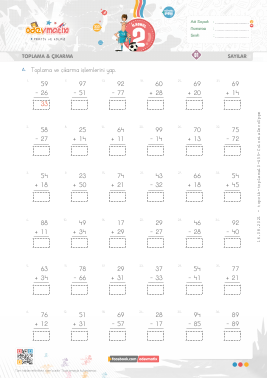 2.S�n�f Toplama ve ��karma Kar���k -3 Etkinli�i