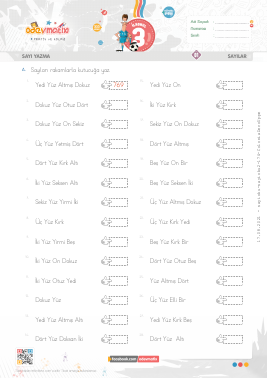 3.S�n�f Say� Yazma -3 Etkinli�i