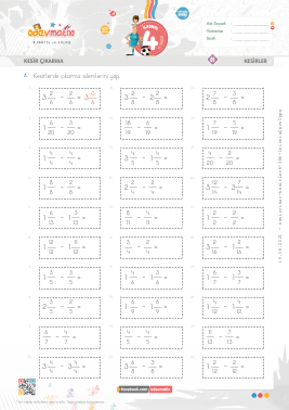 4.S�n�f Kesirlerle ��karma -5 Etkinli�i