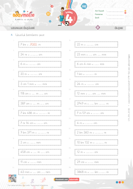 4.S�n�f Kar���k Uzunluk �evirme -2 Etkinli�i