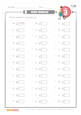 3.S�n�f Romen Rakam� Yazma -5 Etkinli�i