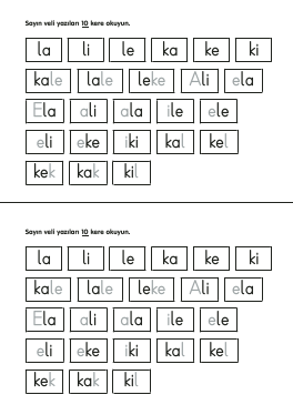 1.S�n�f i Sesi Hece Cal��mas� Etkinli�i