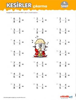 4.S�n�f Kesirlerle ��karma -7 Etkinli�i